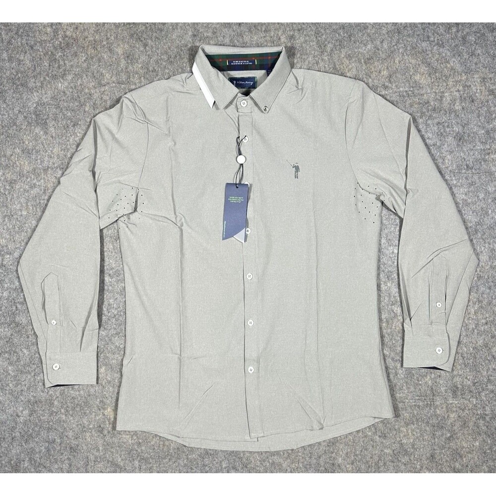 William Murray Button Up Shirt Men’s S Golf Vented Long Sleeve Gray Performance